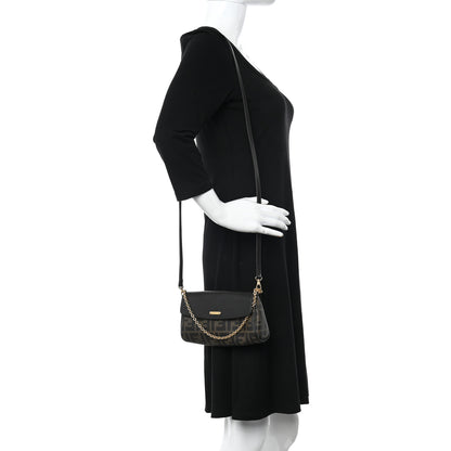 Fendi Zucca Spalmati Vitello Elite Flap Crossbody Bag Tobacco Marrone 2 of 9
