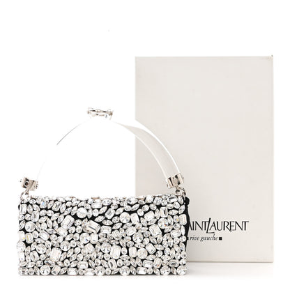 Saint Laurent Satin Jeweled Clutch Black Silver 11 of 11