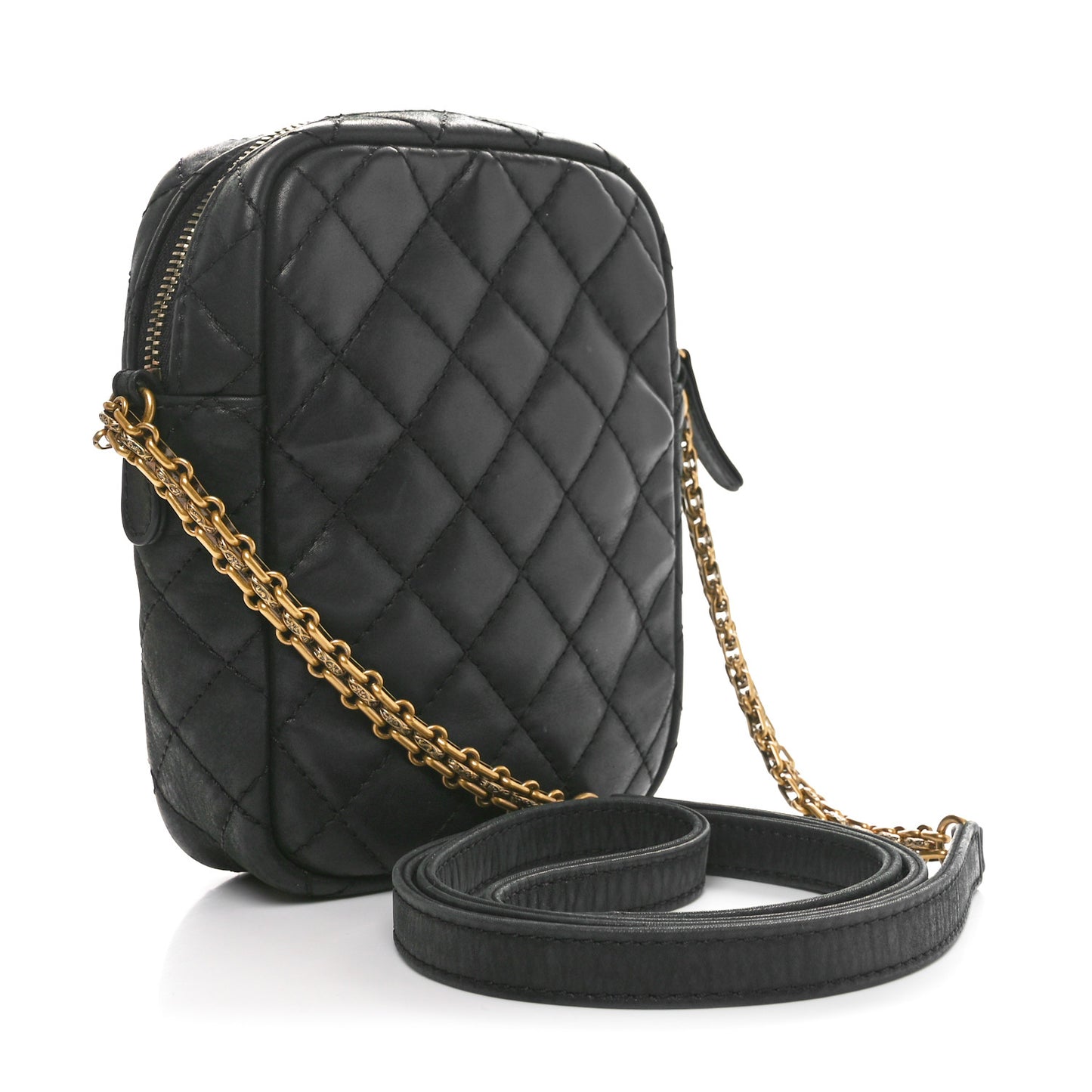 Nubuck Iridescent Calfskin Quilted Reissue Camera Case Black