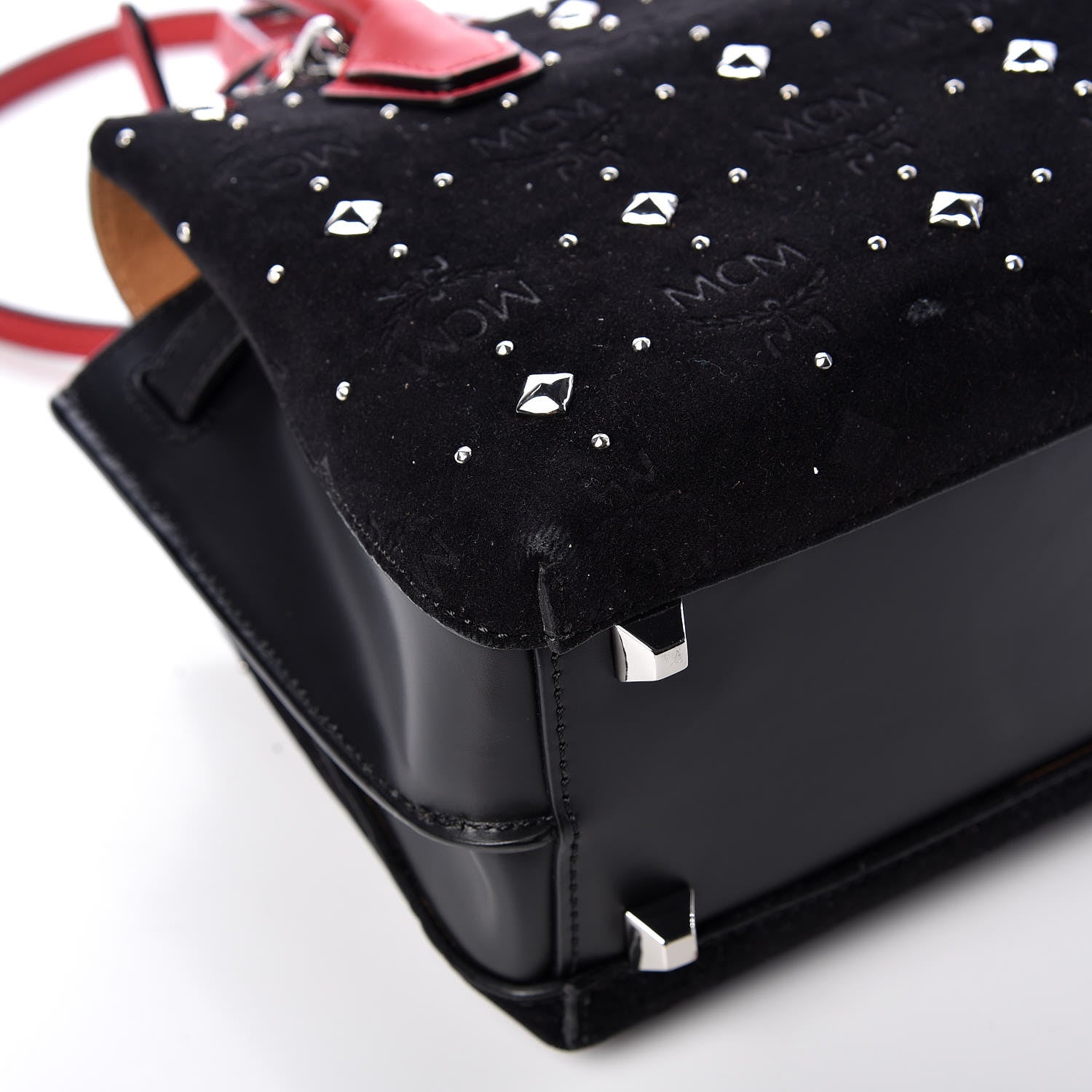 MCM Velvet Studded Mini Insignia Milla Tote Black 13 of 13