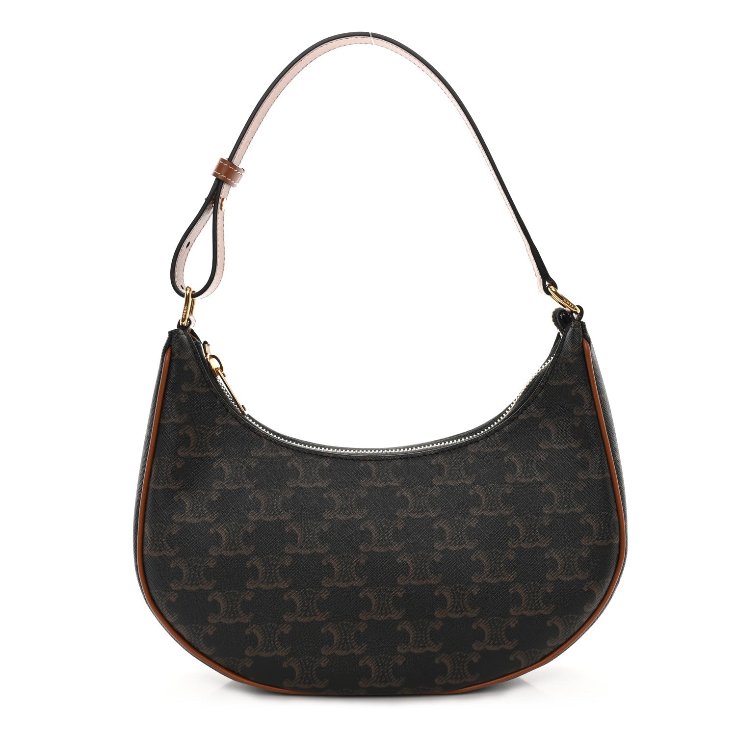 Celine Triomphe Canvas Calfskin Ava Shoulder Bag Tan 1 of 10