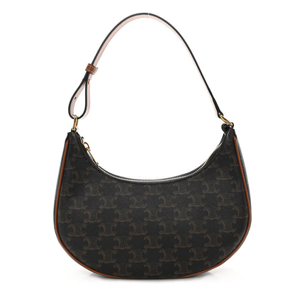 Celine Triomphe Canvas Calfskin Ava Shoulder Bag Tan 1 of 10