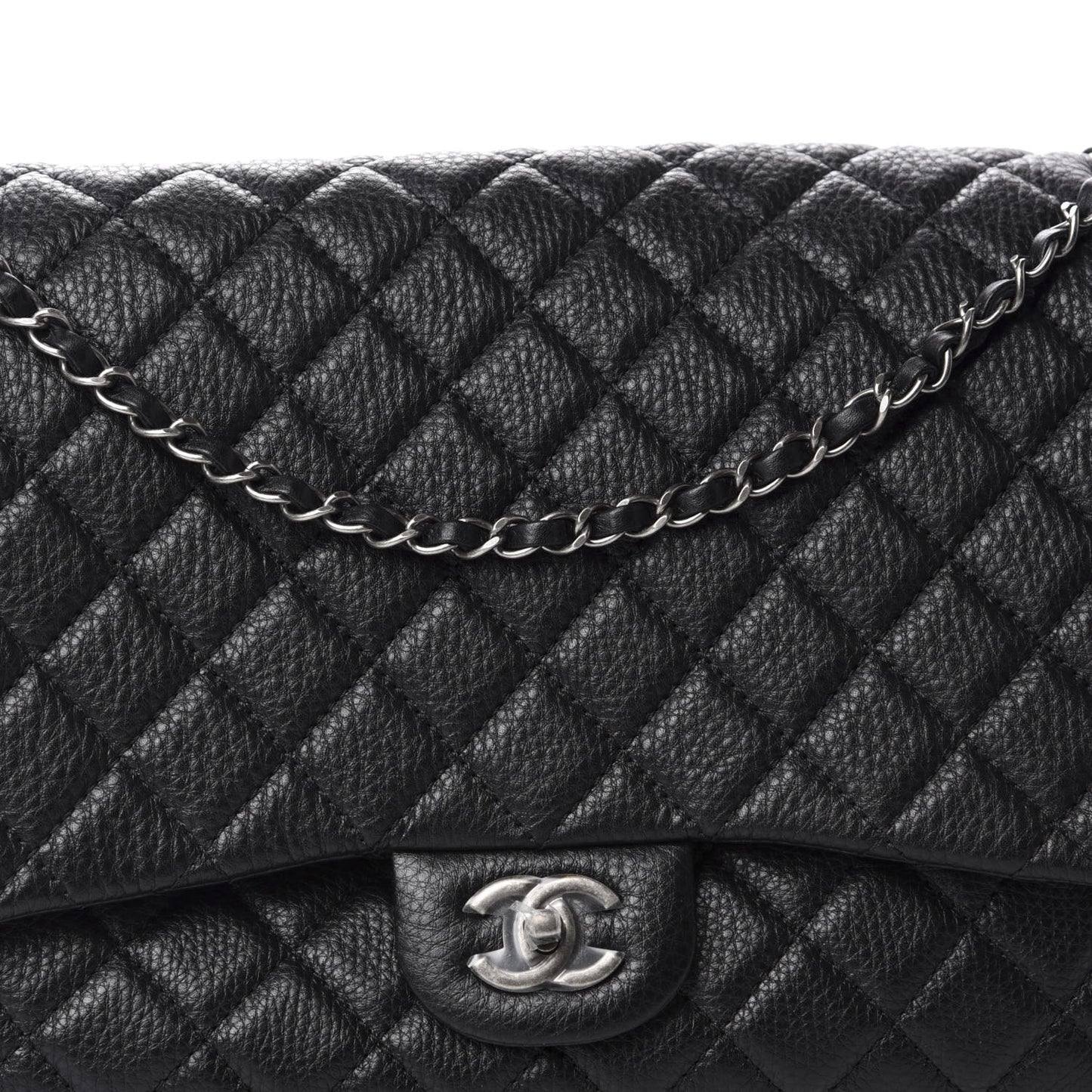 Calfskin Quilted Small XXL Travel Flap Bag Black