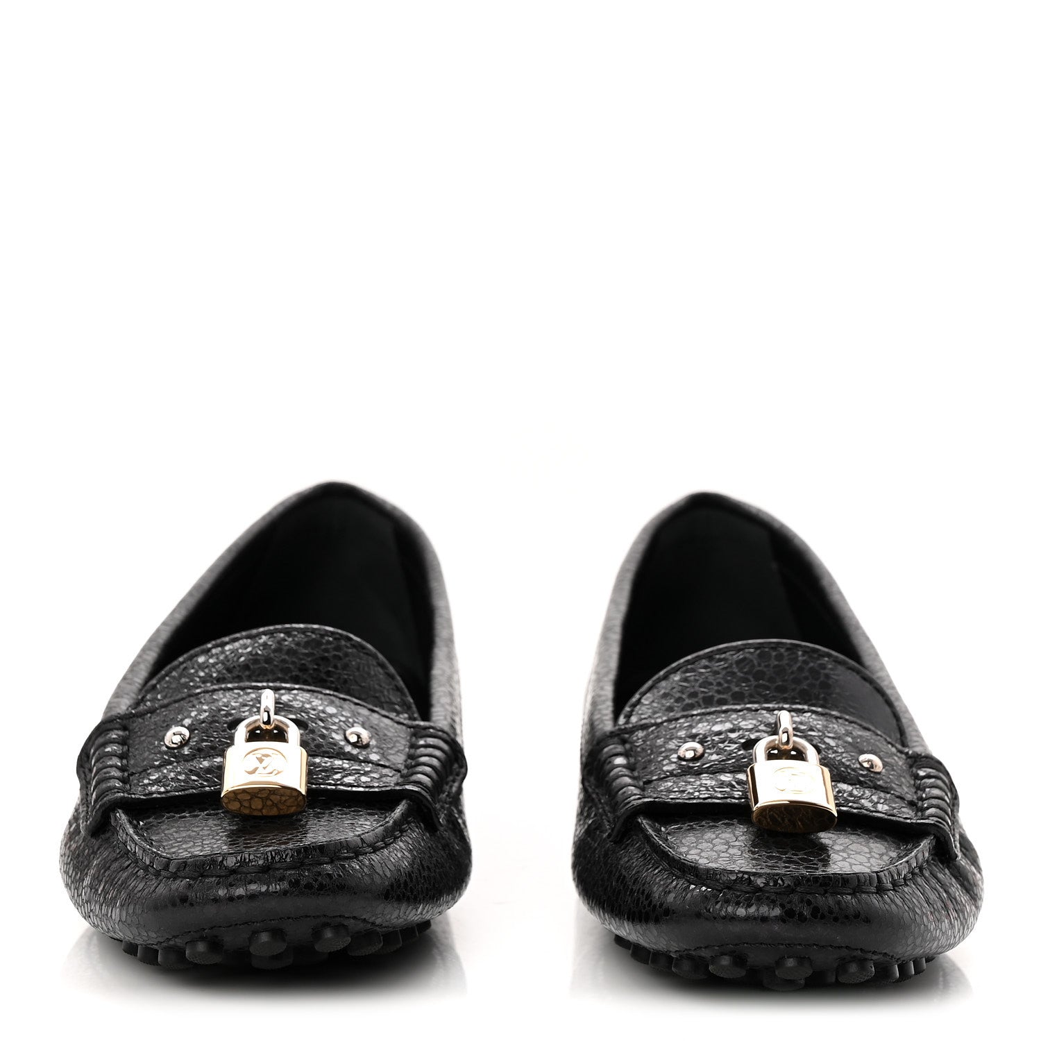 Louis Vuitton Grained Calfskin Close Up Flat Loafer 37 Black 3 of 10