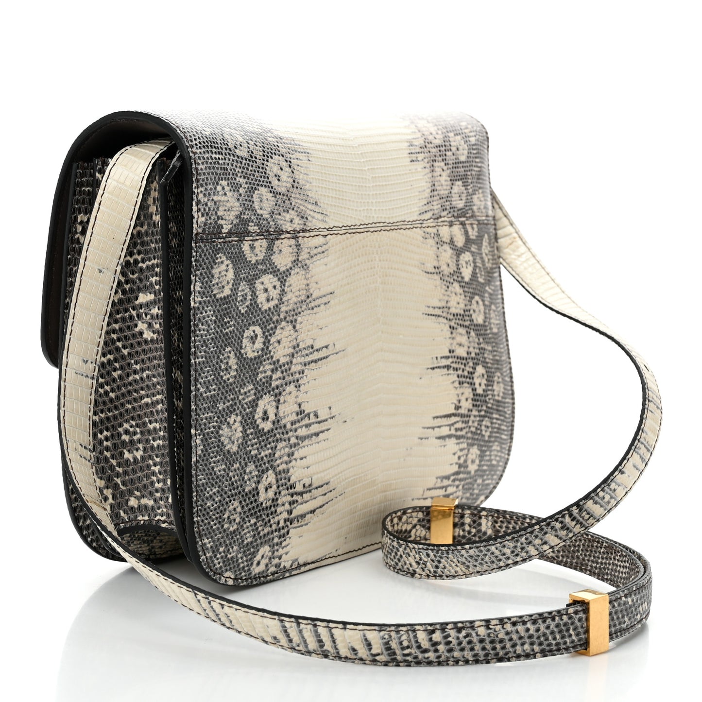 Lizard Medium Classic Box Flap Bag Natural