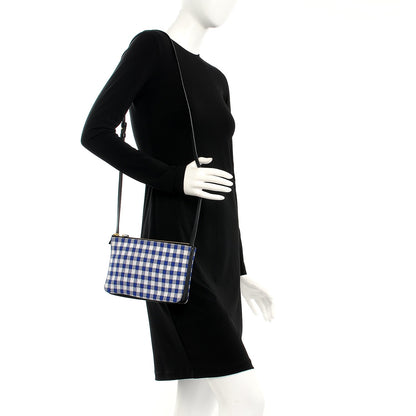 Celine Gingham Lambskin Small Trio Crossbody Bag Cobalt 2 of 7