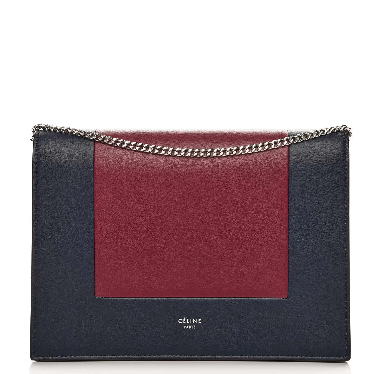 Celine Smooth Lambskin Frame Evening Chain Clutch Steel Blue Plum 1 of 7