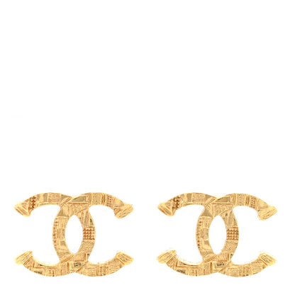 Chanel Metal Textured CC Earrings Gold 1 of 4