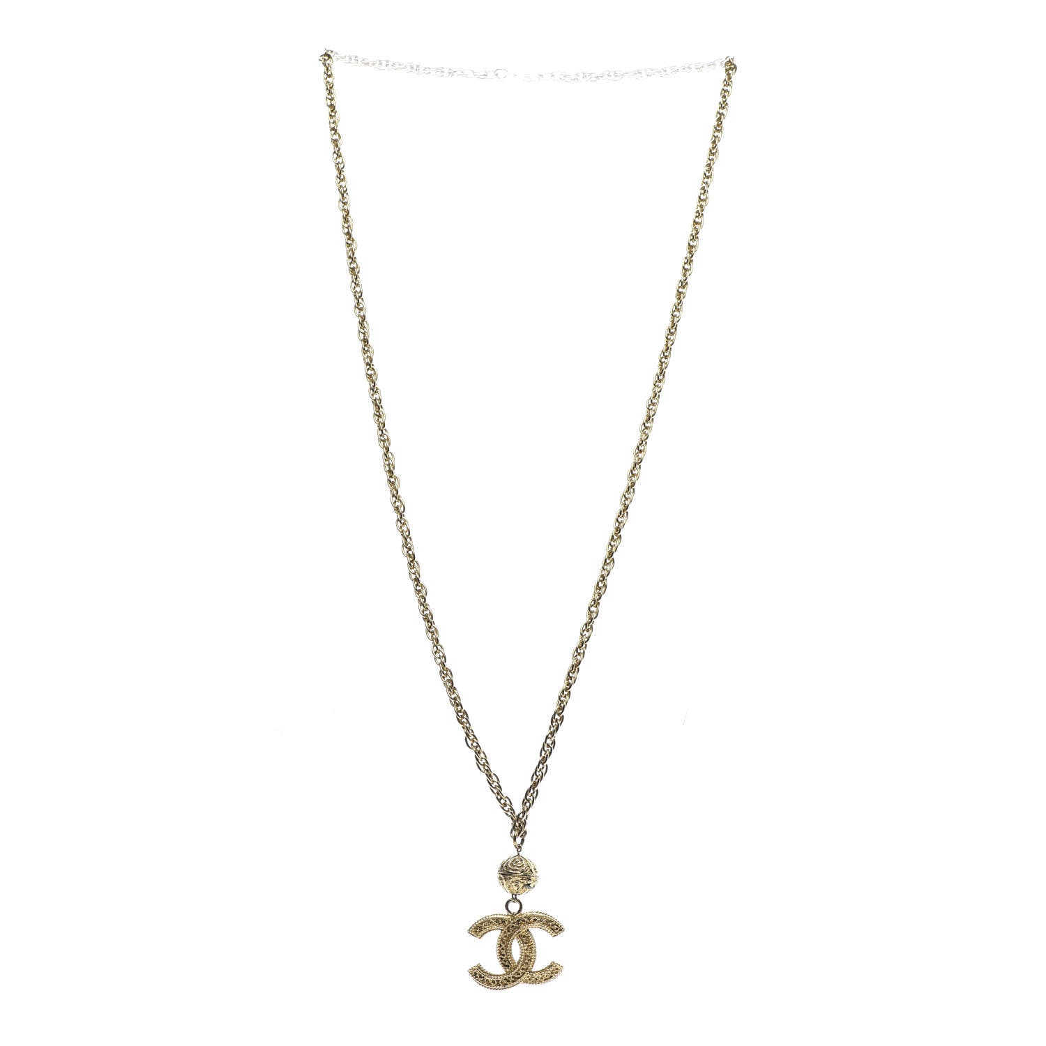 Chanel CC Chain Pendant Necklace Gold 2 of 6