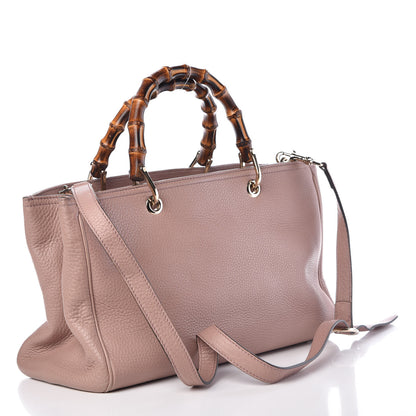 Gucci Pebbled Calfskin Medium Bamboo Shopper Tote Dark Cipria 3 of 11