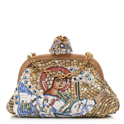 Dolce & Gabbana Beaded Crocodile Kiss Lock Chain Crossbody 1 of 9