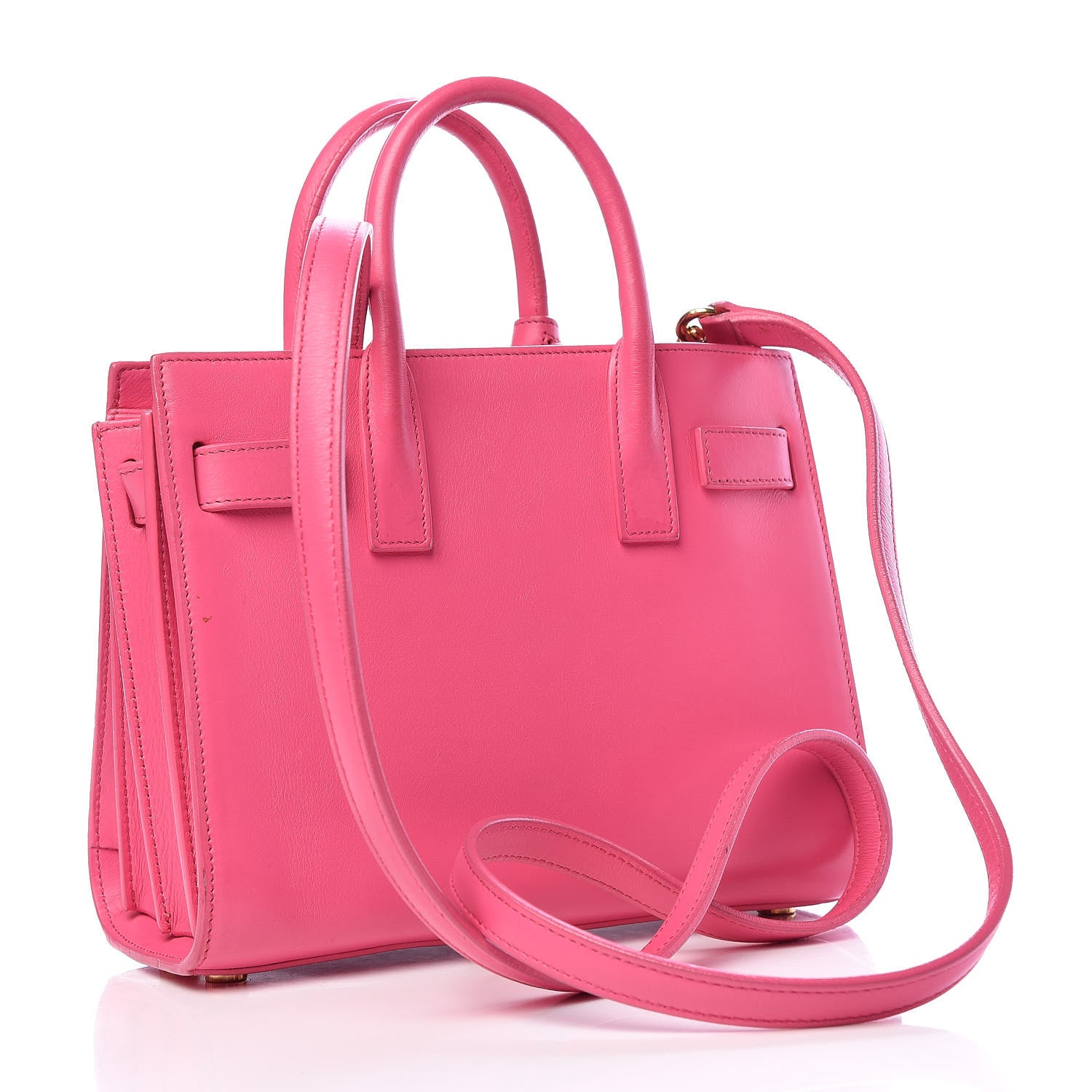 Saint Laurent Calfskin Nano Sac De Jour Lipstick Fuchsia 3 of 22