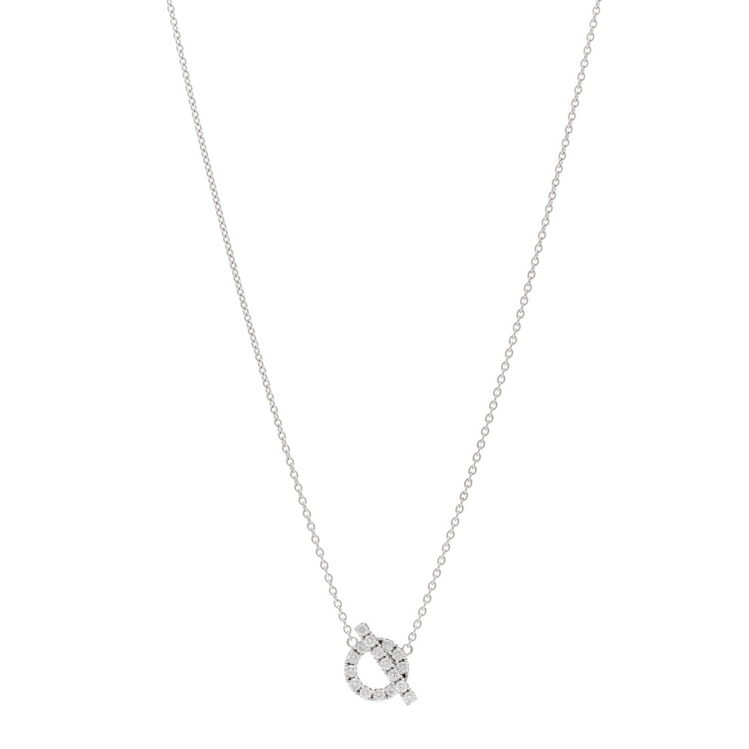 Hermes 18K White Gold Diamond Finesse Pendant Necklace 1 of 5