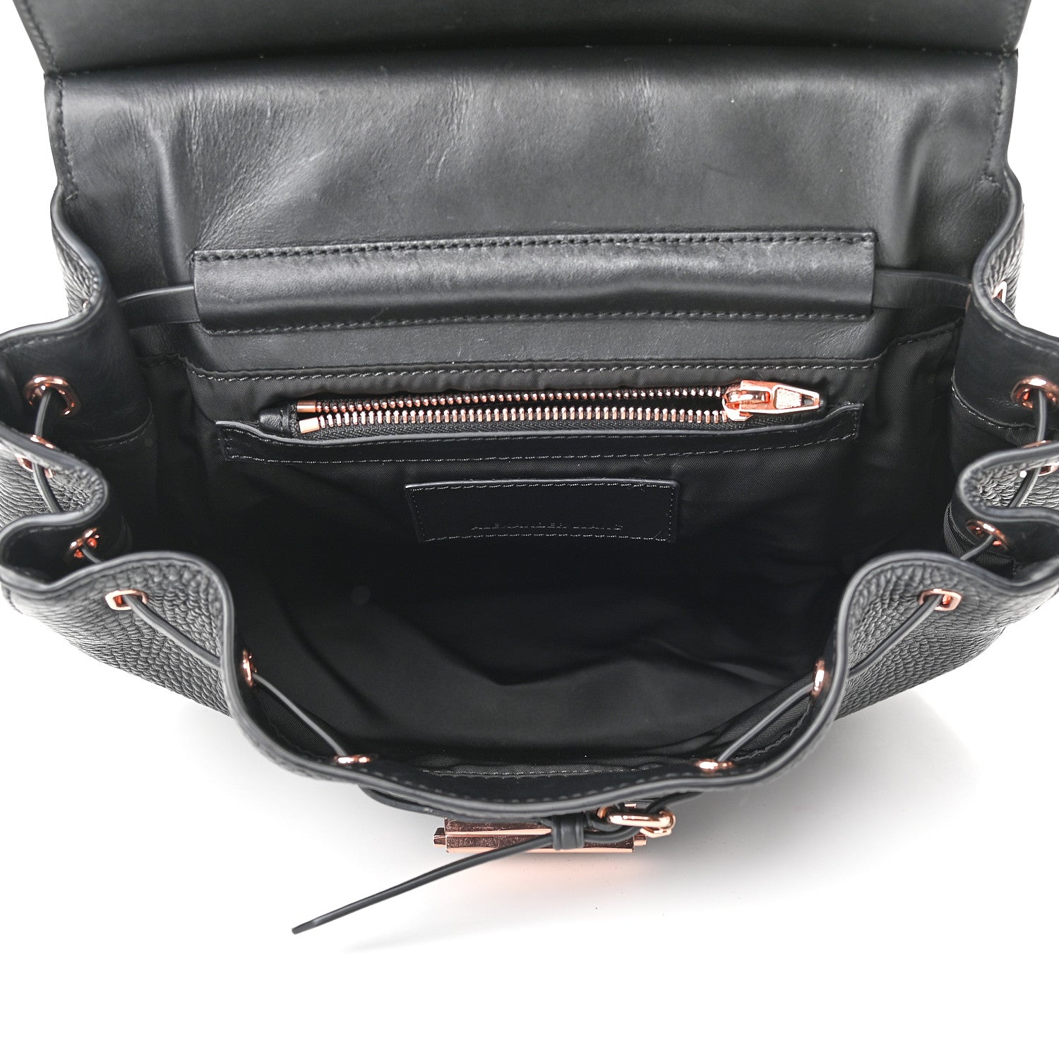 Alexander Wang Pebbled Calfskin Prisma Skeletal Backpack Black Rose Gold Hardware 4 of 7