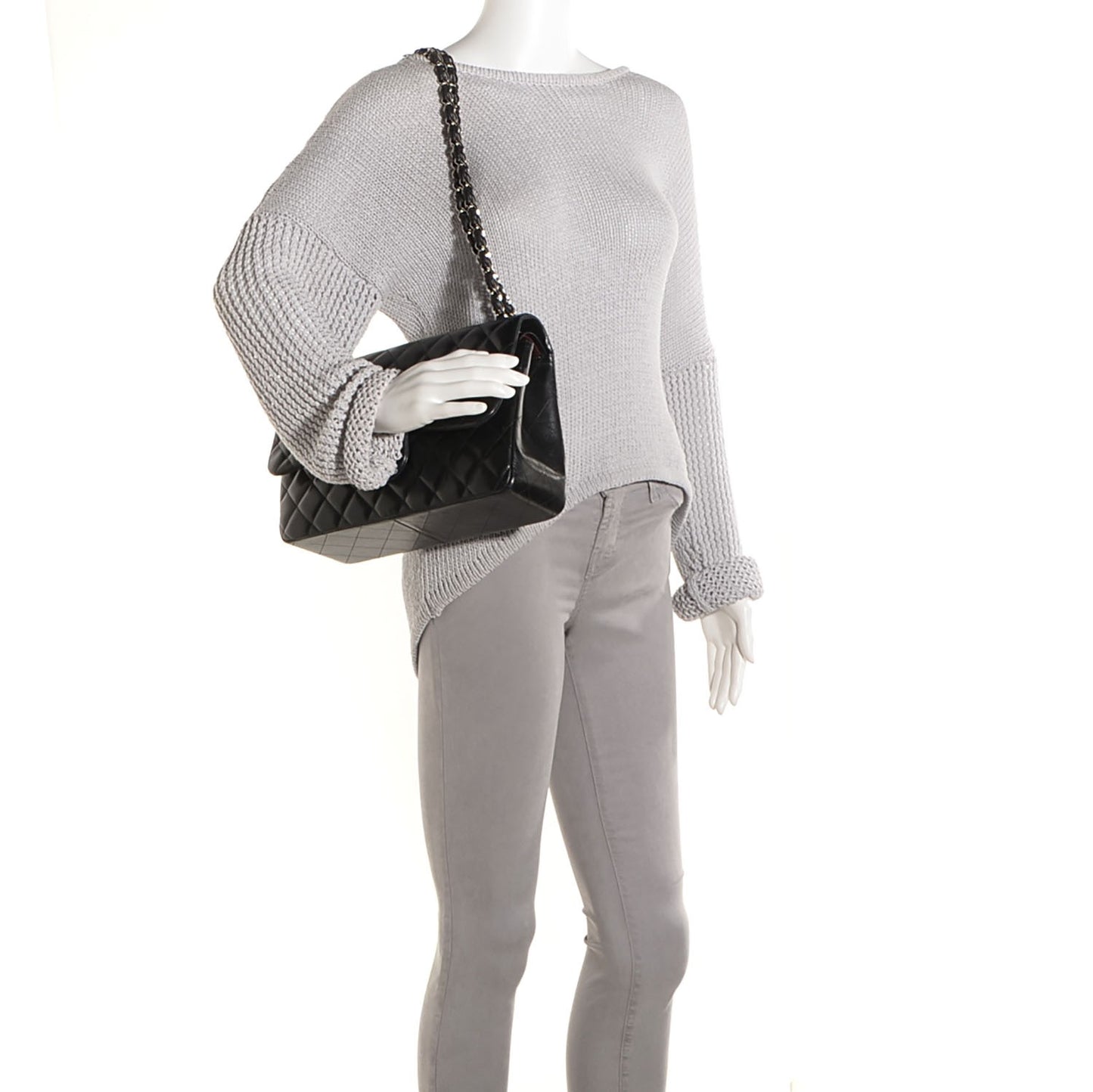 Lambskin Jumbo Double Flap Black