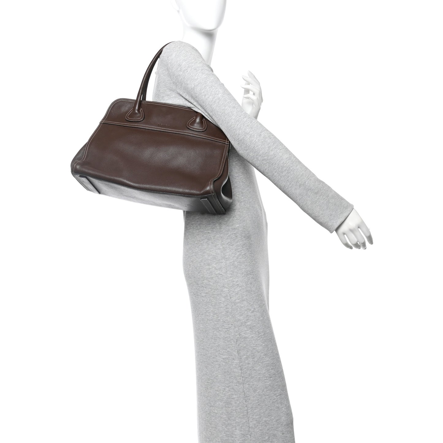 Vitello Daino Frame Shoulder Bag Brown