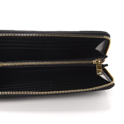 Saint Laurent Grain De Poudre Matelasse Chevron Monogram Zip Around Wallet Black 5 of 8