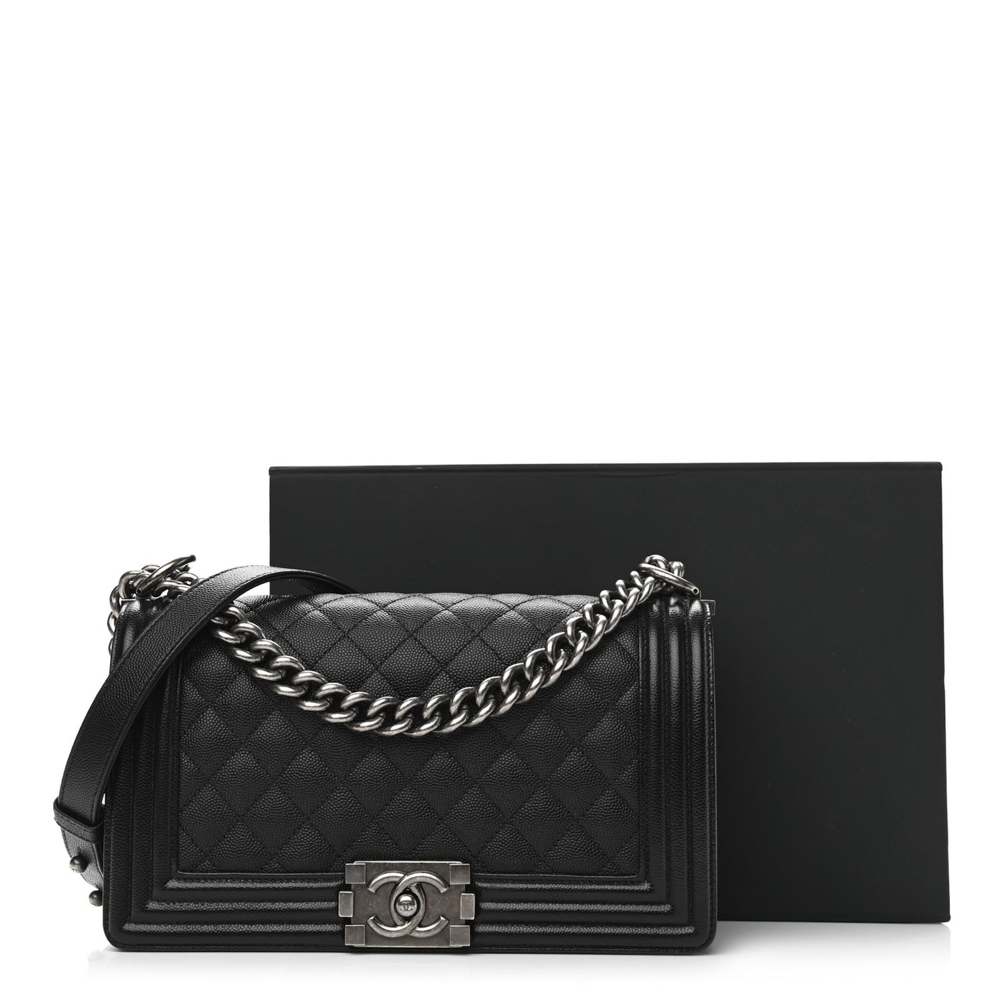 Caviar Quilted Medium Boy Flap Black