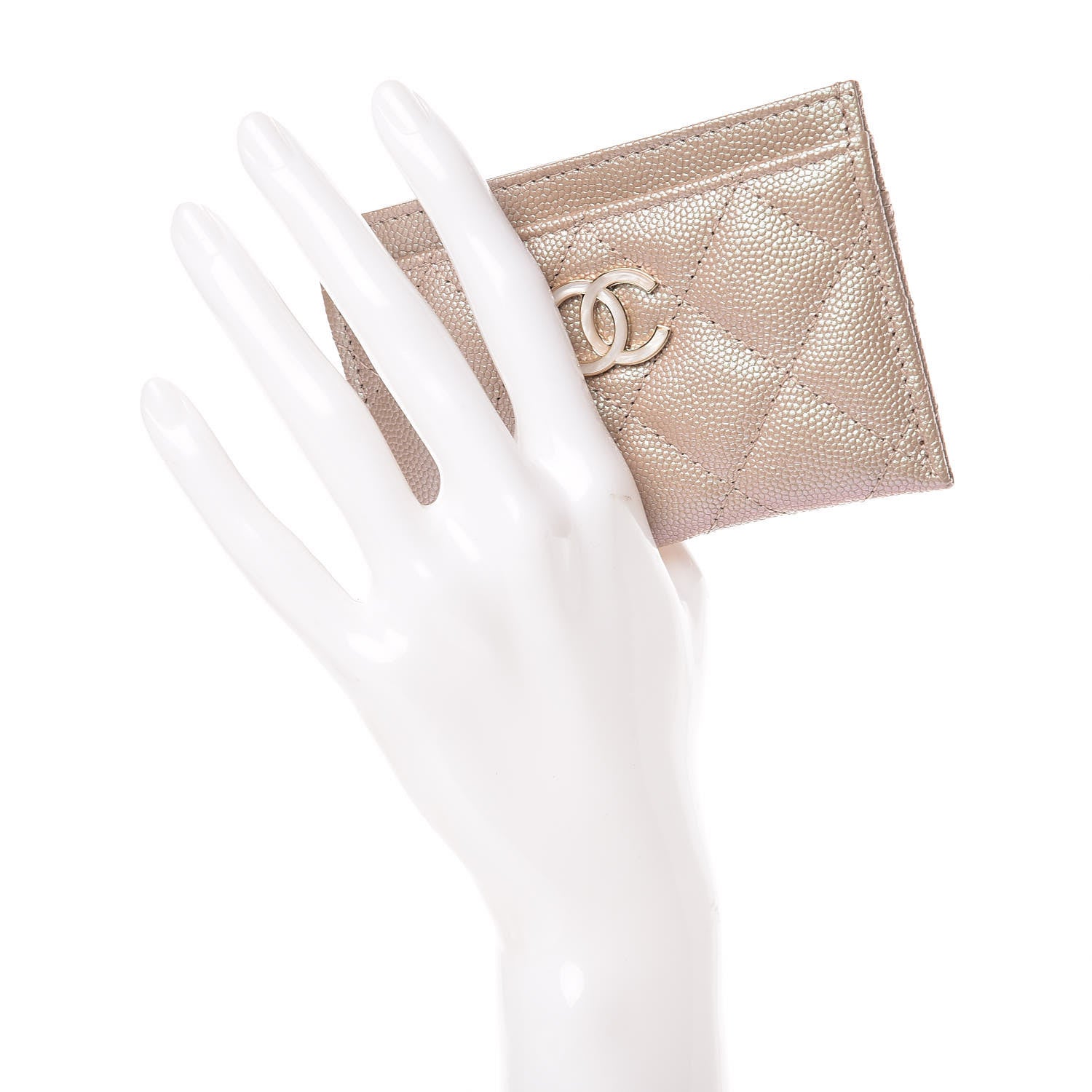 Chanel Iridescent Caviar Quilted Card Holder Beige 2 of 11