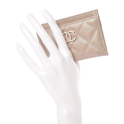 Chanel Iridescent Caviar Quilted Card Holder Beige 2 of 11