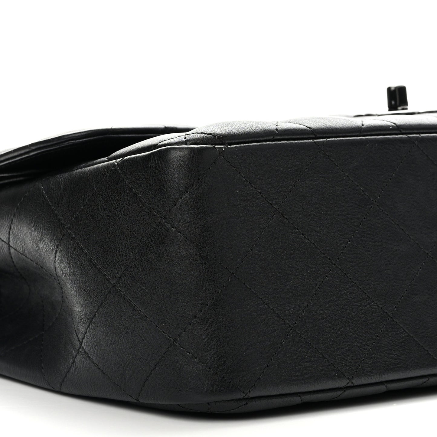 Crumpled Calfskin Quilted Jumbo Double Flap So Black