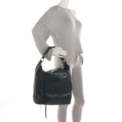 Balenciaga Agneau Canard Navy Perforated Classic Hardware Day Hobo 2 of 8