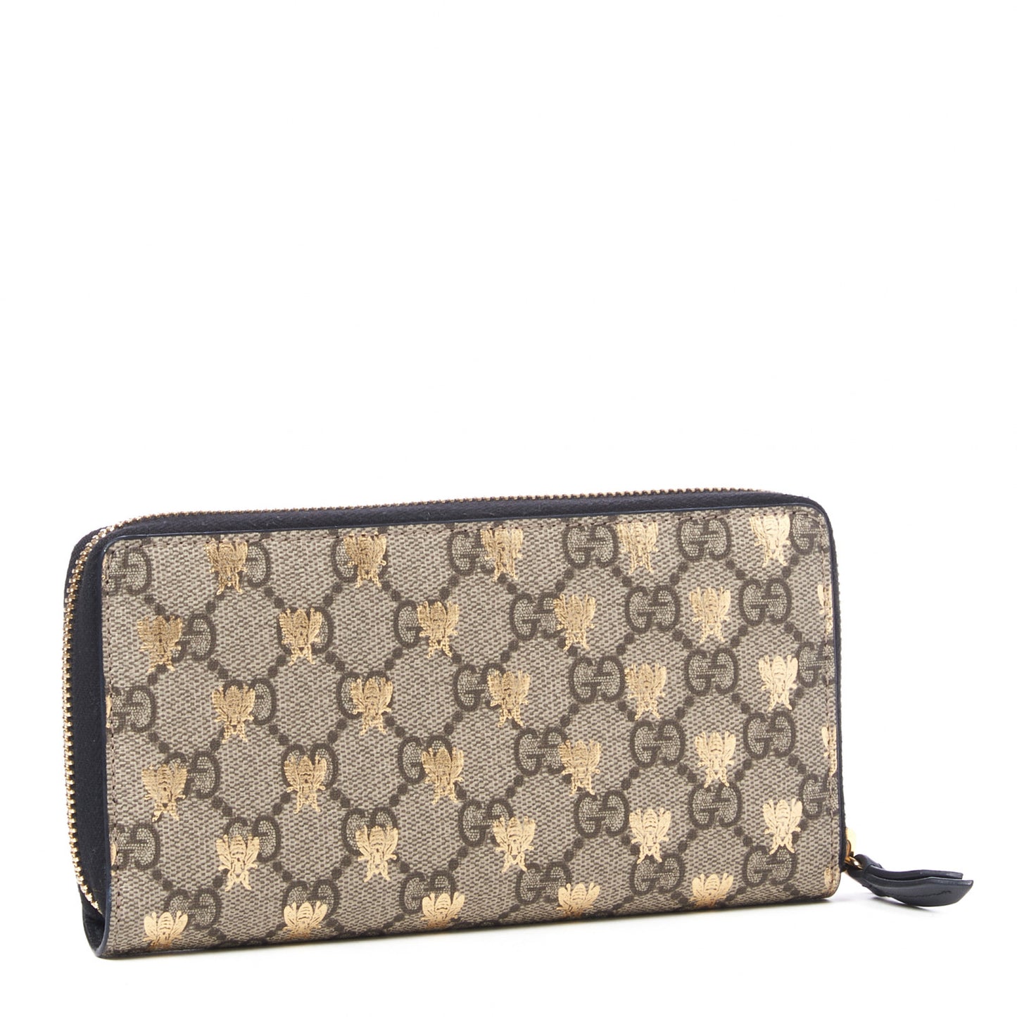 GG Supreme Monogram Bees Zip Around Wallet