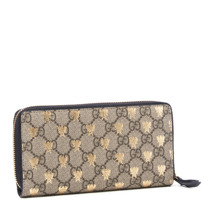 Gucci GG Supreme Monogram Bees Zip Around Wallet 2 of 8