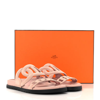 Hermes Suede Goatskin Extra Sandals 36.5 Rose Opaline 9 of 9
