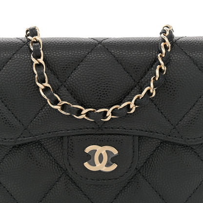 Chanel Caviar Quilted Flap Card Holder On Chain Black 9 of 12