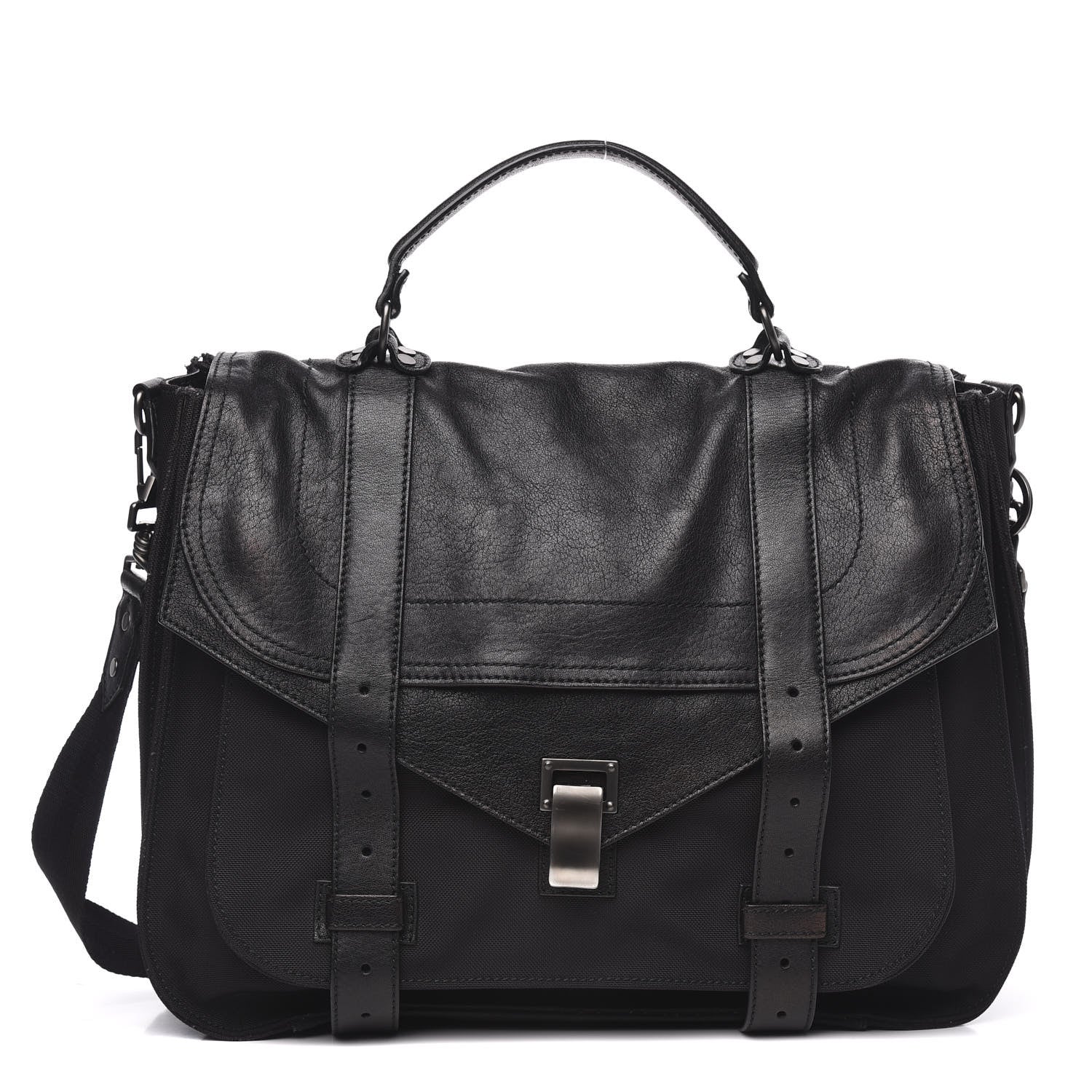 Proenza Schouler Lambskin Nylon Extra Large PS1 Satchel Black 1 of 12