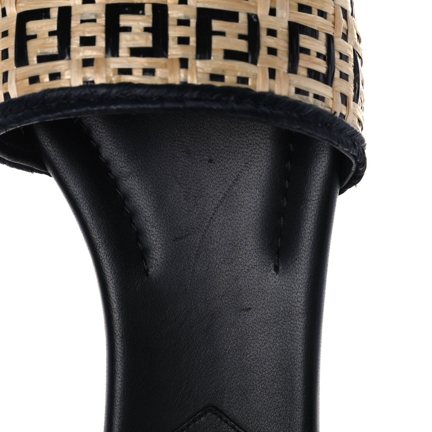 Fendi Raffia FF Flat Slide Sandals 36 Natural Black 8 of 9