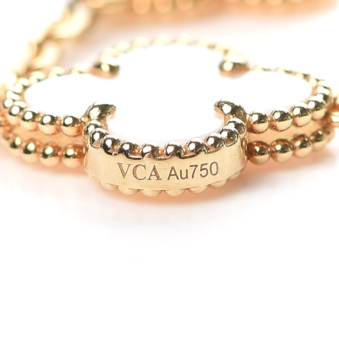 18K Yellow Gold Mother of Pearl 5 Motifs Vintage Alhambra Bracelet