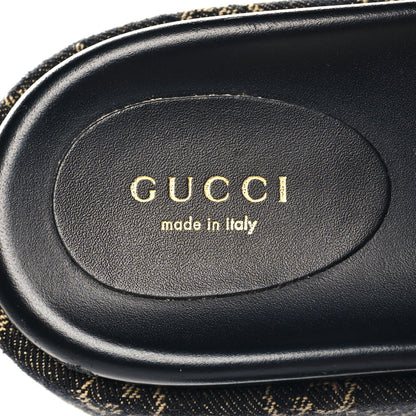 Gucci Jacquard Black Denim GG Monogram Angelina Platform 55mm Slide Sandals 39 Black Ivory 9 of 11
