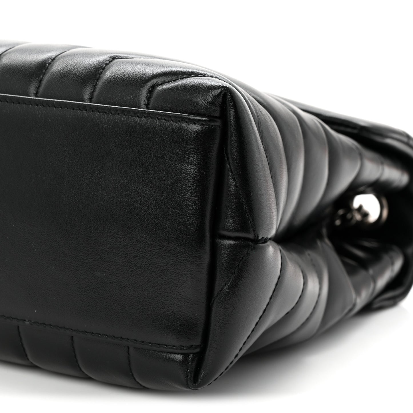 Calfskin Y Quilted Monogram Medium Loulou Chain Satchel Black
