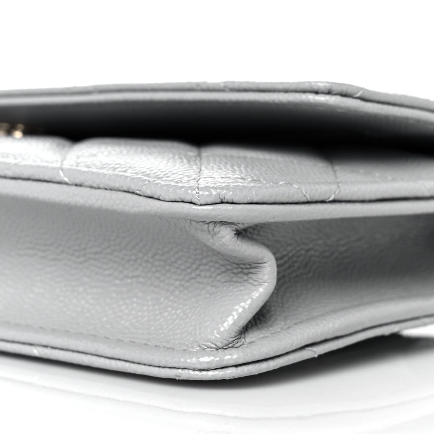 Caviar Quilted Wallet On Chain WOC Grey