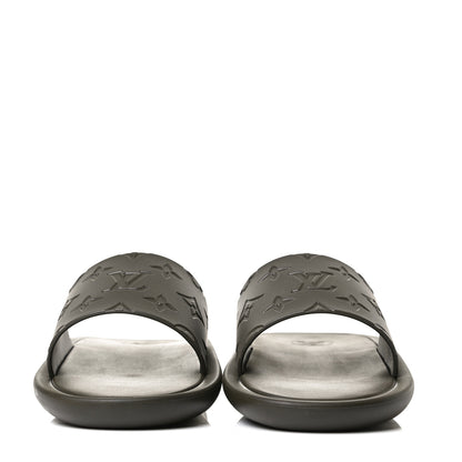 Louis Vuitton Matte Rubber Monogram Embossed Sunbath Slide Sandals 38 Khaki 2 of 11
