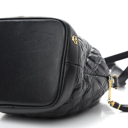 MCM Calfskin Quilted Studded Bucket Bag Black 9 of 9