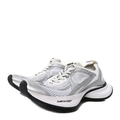 Balenciaga Metallic Calfskin Mesh Circuit Womens Sneaker 37 Silver White 4 of 8