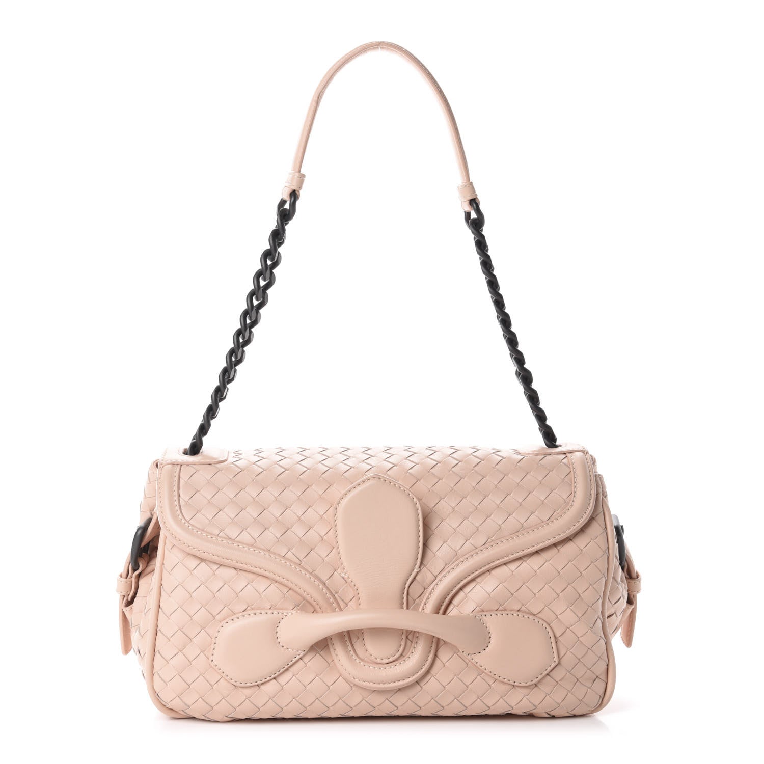 Bottega Veneta Nappa Intrecciato Rialto Shoulder Bag Flamingo 1 of 9
