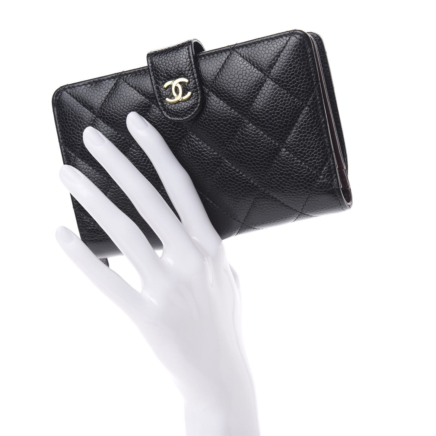 Caviar Quilted Zipped Pocket Wallet Black
