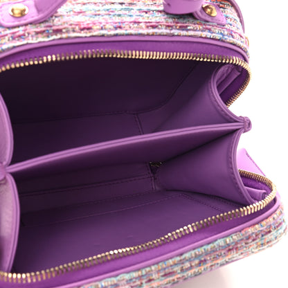 Chanel Tweed Quilted Small CC Filigree Vanity Case Purple Multicolor 5 of 10