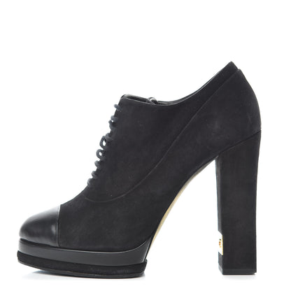 Chanel Suede Cap Toe Lace Up Booties 41 Black 1 of 16