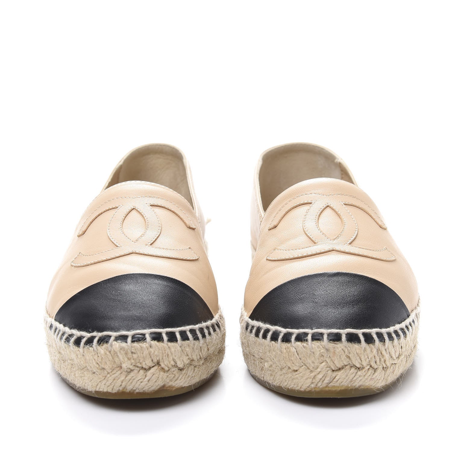 Chanel Lambskin CC Espadrilles 36 Beige Black 2 of 10