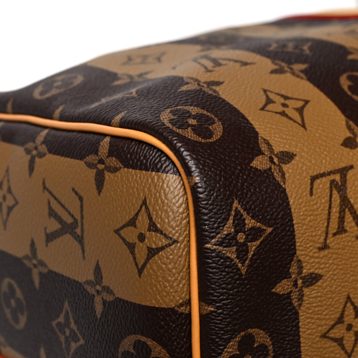 X NIGO Reverse Monogram Stripe Keepall Bandouliere 50 Brown