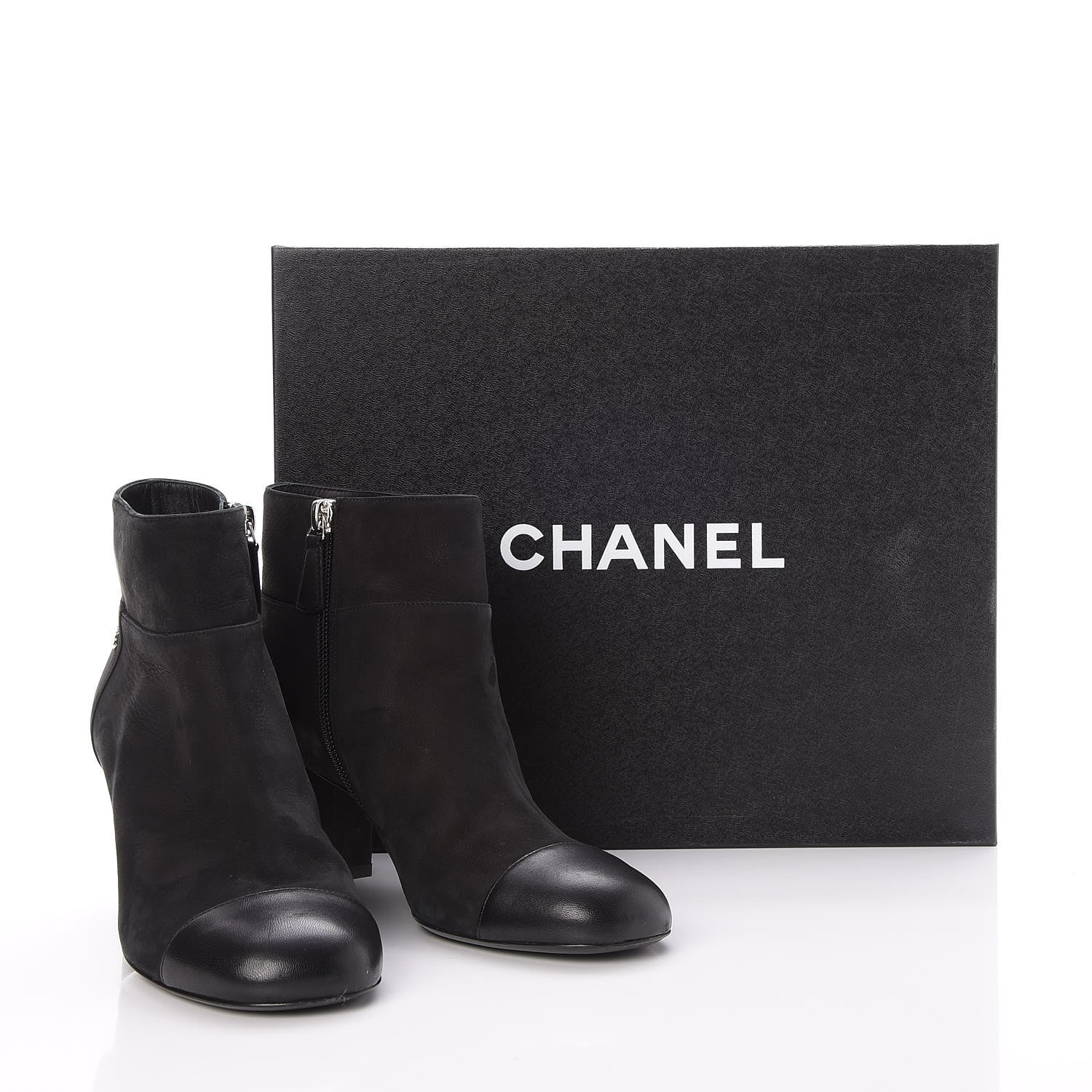 Chanel Suede CC Cap Toe Ankle Booties Boots 36 Black 11 of 11