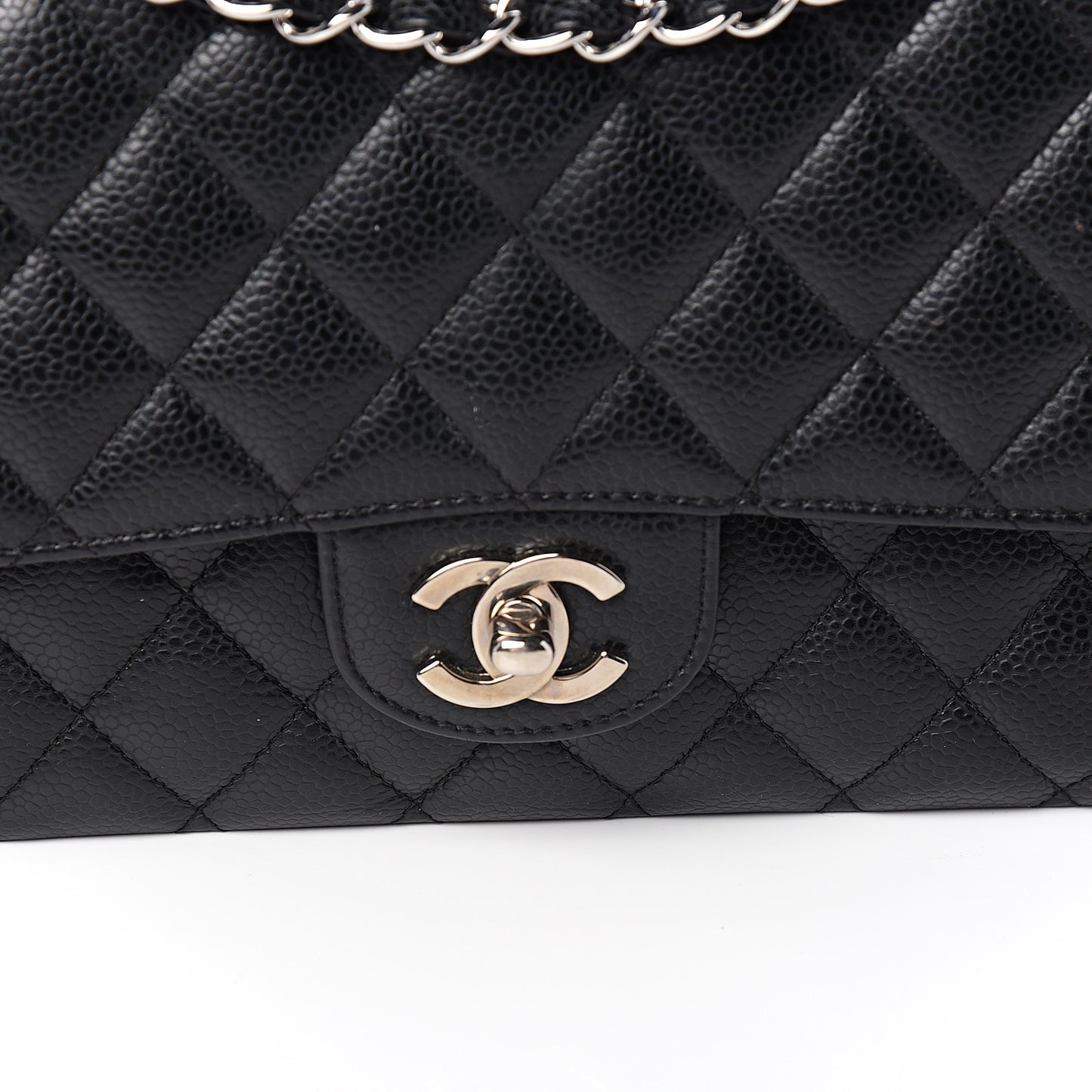 Caviar Quilted Medium Double Flap Black