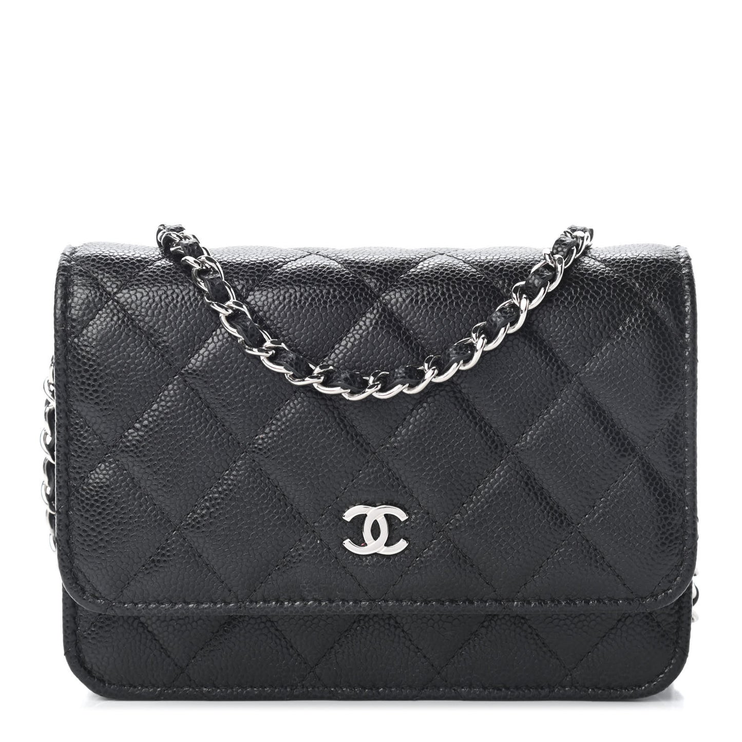 Caviar Quilted Mini Wallet On Chain WOC Black
