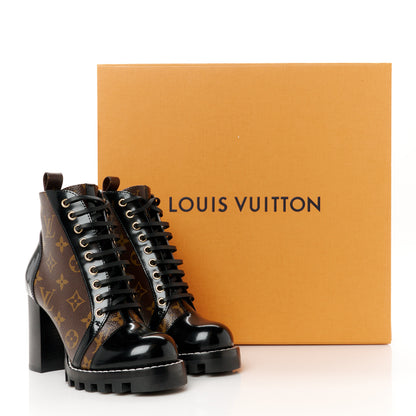 Louis Vuitton Patent Calfskin Monogram Star Trail Ankle Boots 36.5 Black 10 of 10