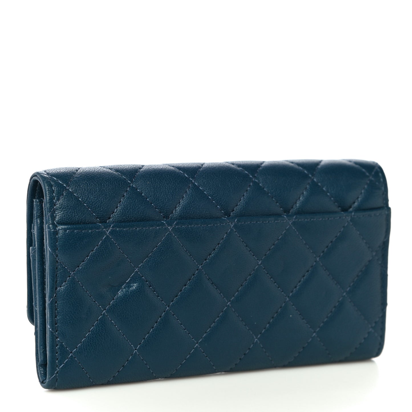 Lambskin Quilted Medium Chanel 19 Flap Wallet Dark Blue
